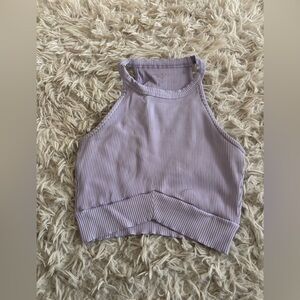 Lilac Ribbed high neck bra